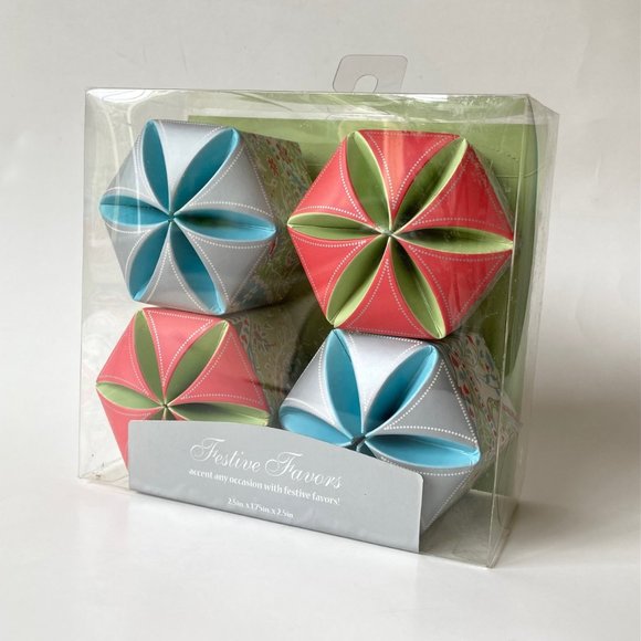 VTG Paisley Hexagonal Pinwheel Top Treat/Candy Boxes w/Name Tag (3 boxes x 4ct ) - Picture 3 of 15